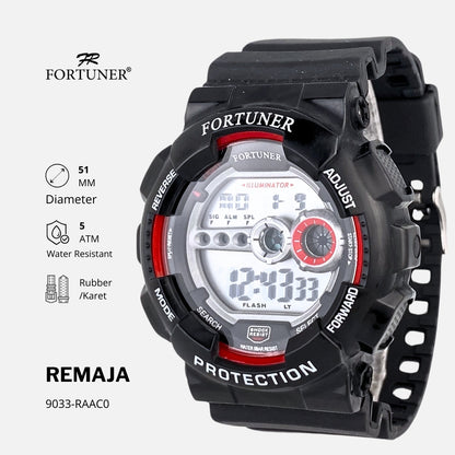 Fortuner Jam Tangan Pria Digital Sport Quartz Karet Tahan Air Tyson