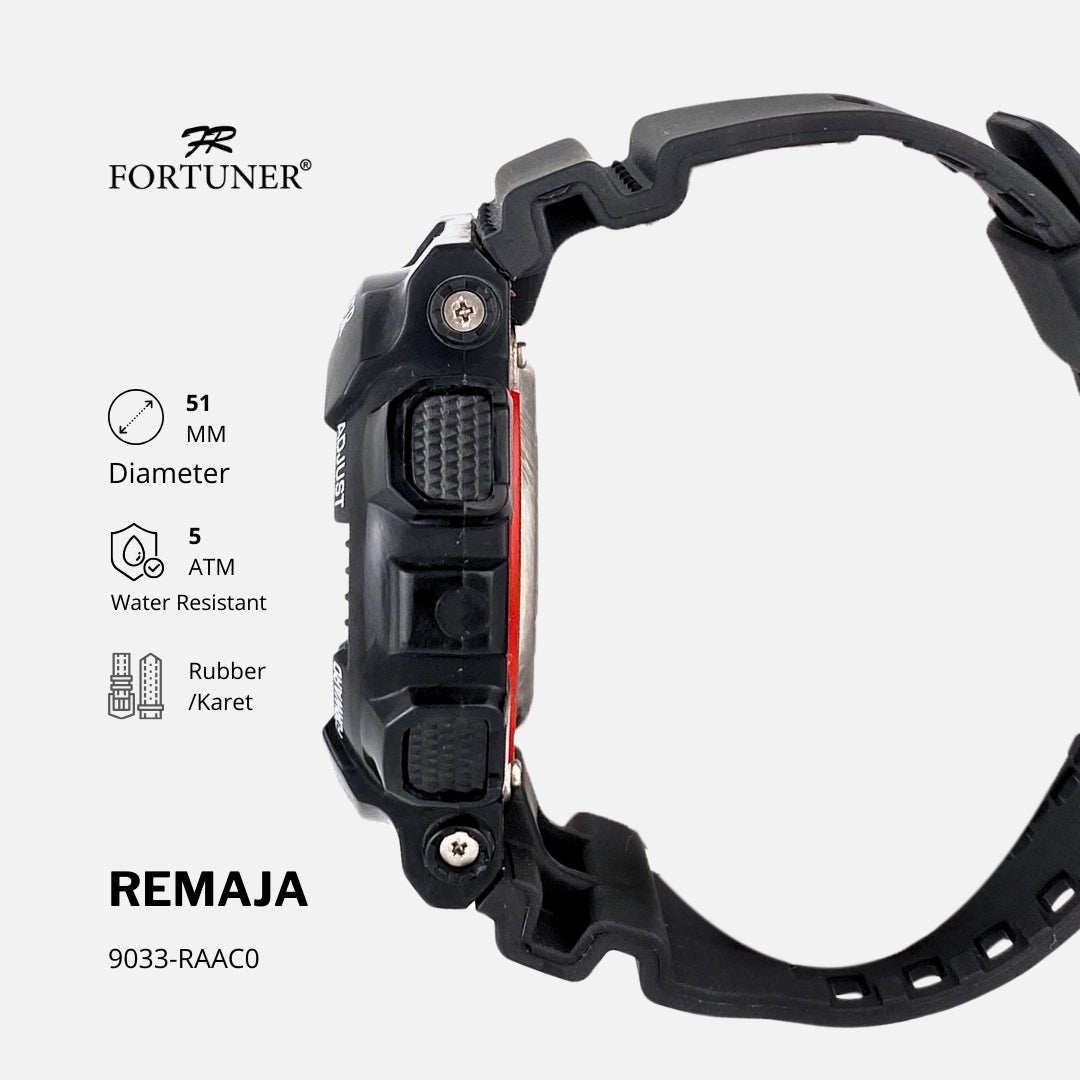 Fortuner Jam Tangan Pria Digital Sport Quartz Karet Tahan Air Tyson