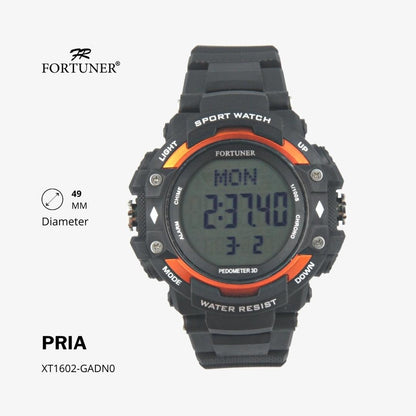 Fortuner Jam Tangan Sports Watch Digital Chrono Pria Black Water Resistant Rubber George