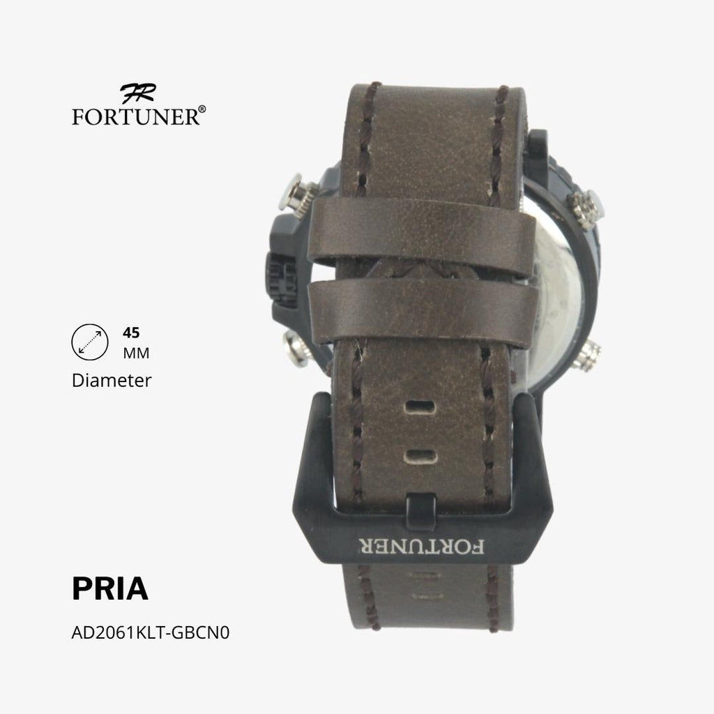 Fortuner Jam Tangan Pria Double Time Silver Black Water Resistant Grah