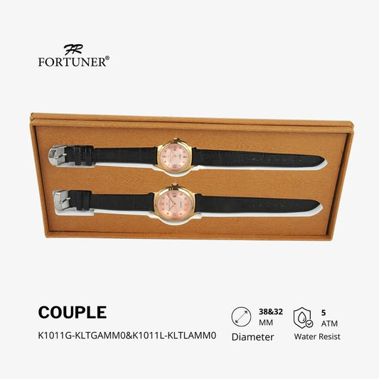 Fortuner Jam Tangan Analog Couple Kulit Water Resistant Ava