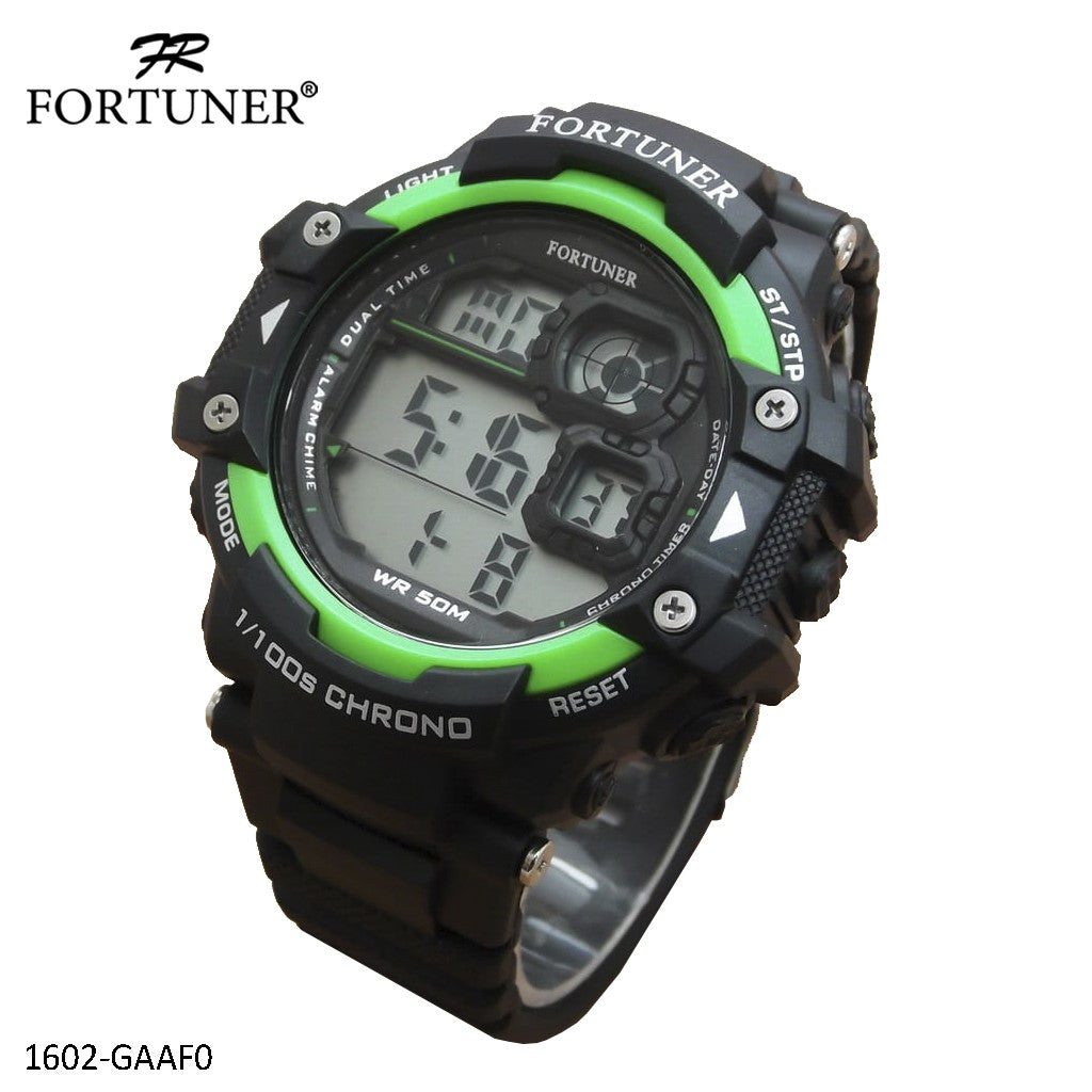 Fortuner Jam Tangan Digital Pria Sport Edition Rubber Black Green