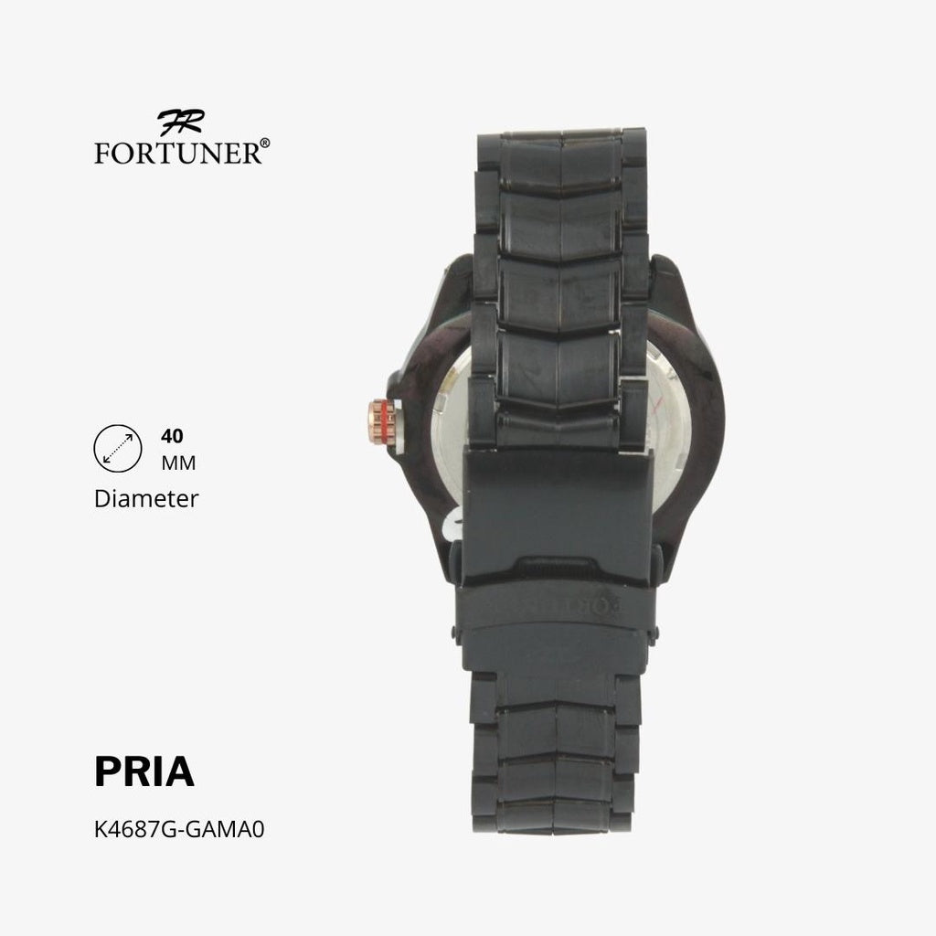 Fortuner Jam Tangan Pria Analog Water Resistant Rantai Stainless Silver Gold Hitam Hanford