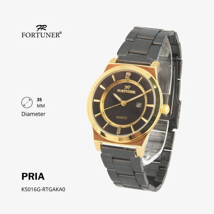 Fortuner Jam Tangan Analog Pria Water Resistant Silver Gold Rantai Harvy