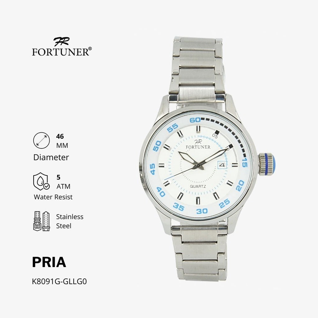 Fortuner Jam Tangan Analog Pria Water Resistant Rantai Wynndham