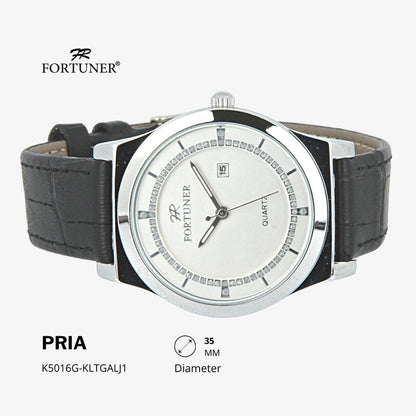 Fortuner Jam Tangan Analog Pria Water Resistant Silver Gold Kulit Haroldo