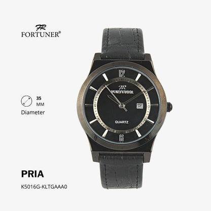 Fortuner Jam Tangan Analog Pria Water Resistant Silver Gold Kulit Hanoch