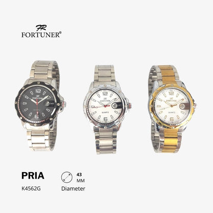 Fortuner Jam Tangan Fashion Pria Analog Water Resistant Rantai Stainless Harwood