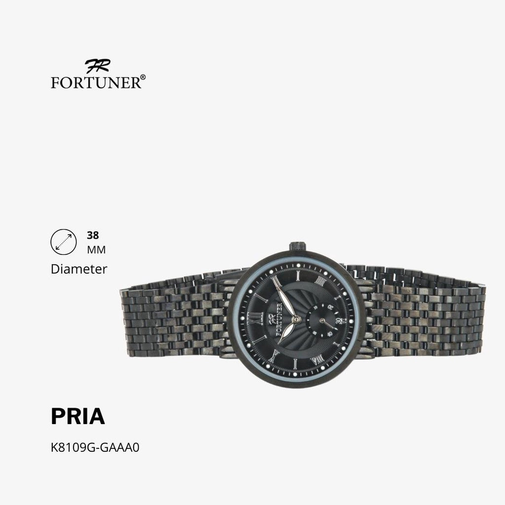 Fortuner Jam Tangan Analog Pria Hitam Water Resistant Arrow