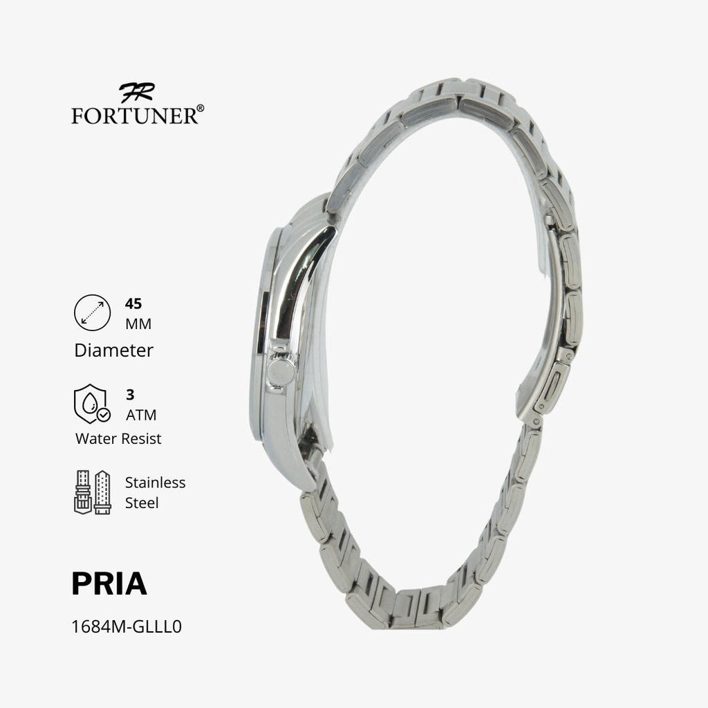 Fortuner Jam Tangan Stainless Pria Analog Klasik Water Resist Silver