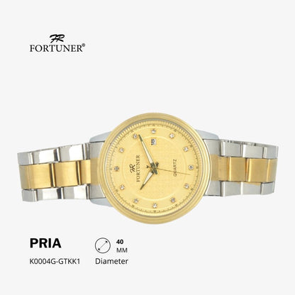 Fortuner Jam Tangan Casual Pria Analog Water Resistant Rantai Stainless Gold Silver Hitam Hoover