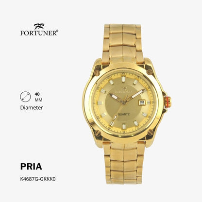 Fortuner Jam Tangan Pria Analog Water Resistant Rantai Stainless Silver Gold Hitam Hanford