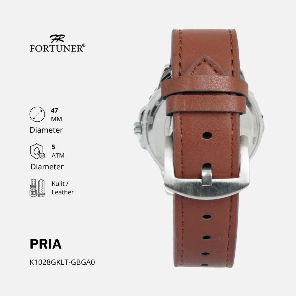 Fortuner Jam Tangan Analog Pria Water Resistant Kulit Xerxes