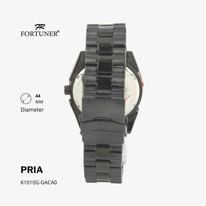 Fortuner Jam Tangan Analog Pria Day-Date Water Resistant Silver Black Bonus Dompet dan Box Exclusive Fairbanks