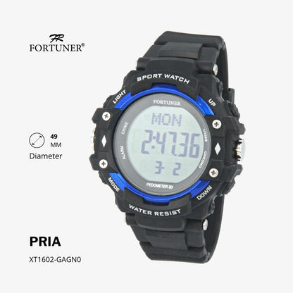 Fortuner Jam Tangan Sports Watch Digital Chrono Pria Black Water Resistant Rubber George