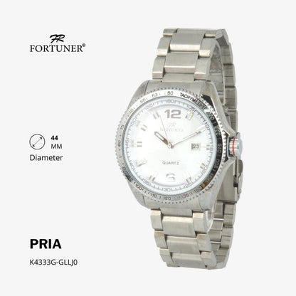 Fortuner Jam Tangan Fashion Pria Analog Water Resistant Rantai Stainless Silver  Hilton