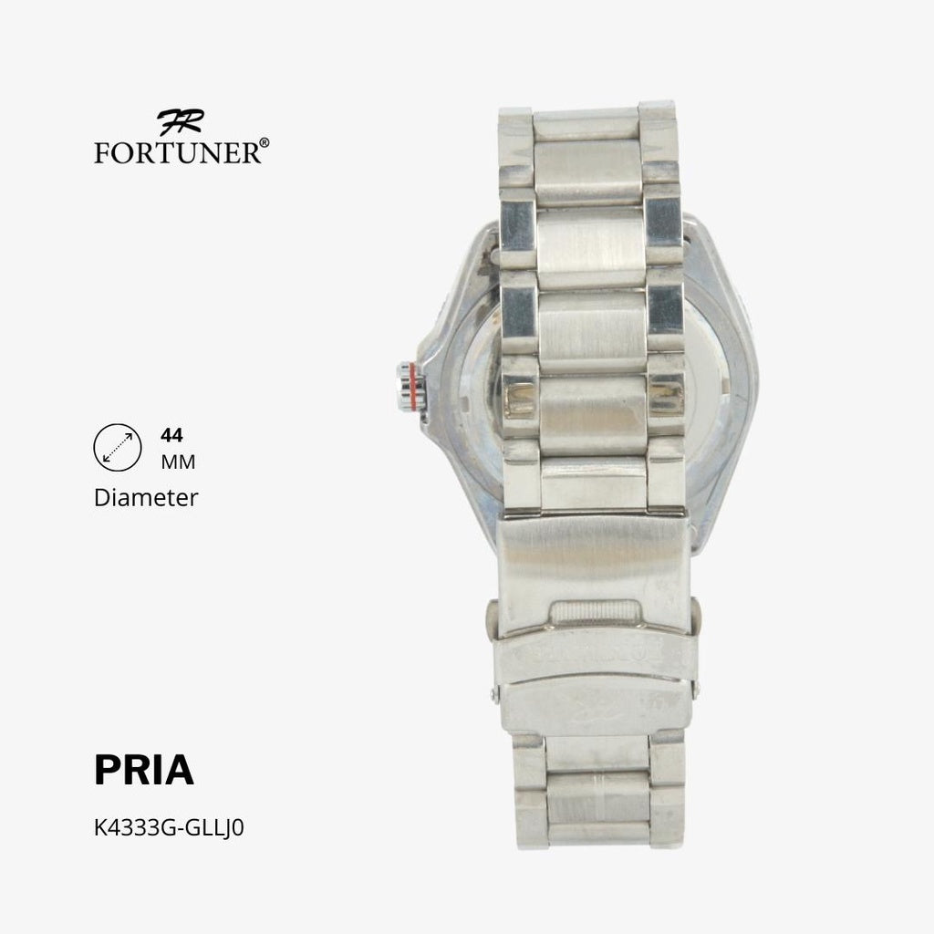 Fortuner Jam Tangan Fashion Pria Analog Water Resistant Rantai Stainless Silver  Hilton