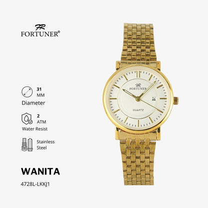 Fortuner Jam Tangan Wanita Analog Rantai Arloji Cewek Klasik Water Resist Rantai Cheverly