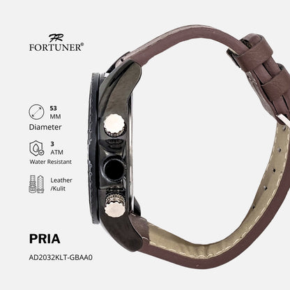 Fortuner Jam Tangan Pria Analog-Digital Dualtime Kulit Tahan Air Nunzio