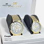 Fortuner Jam Tangan Couple Fashion Analog Quartz Tahan Air Rantai Stainless Laine