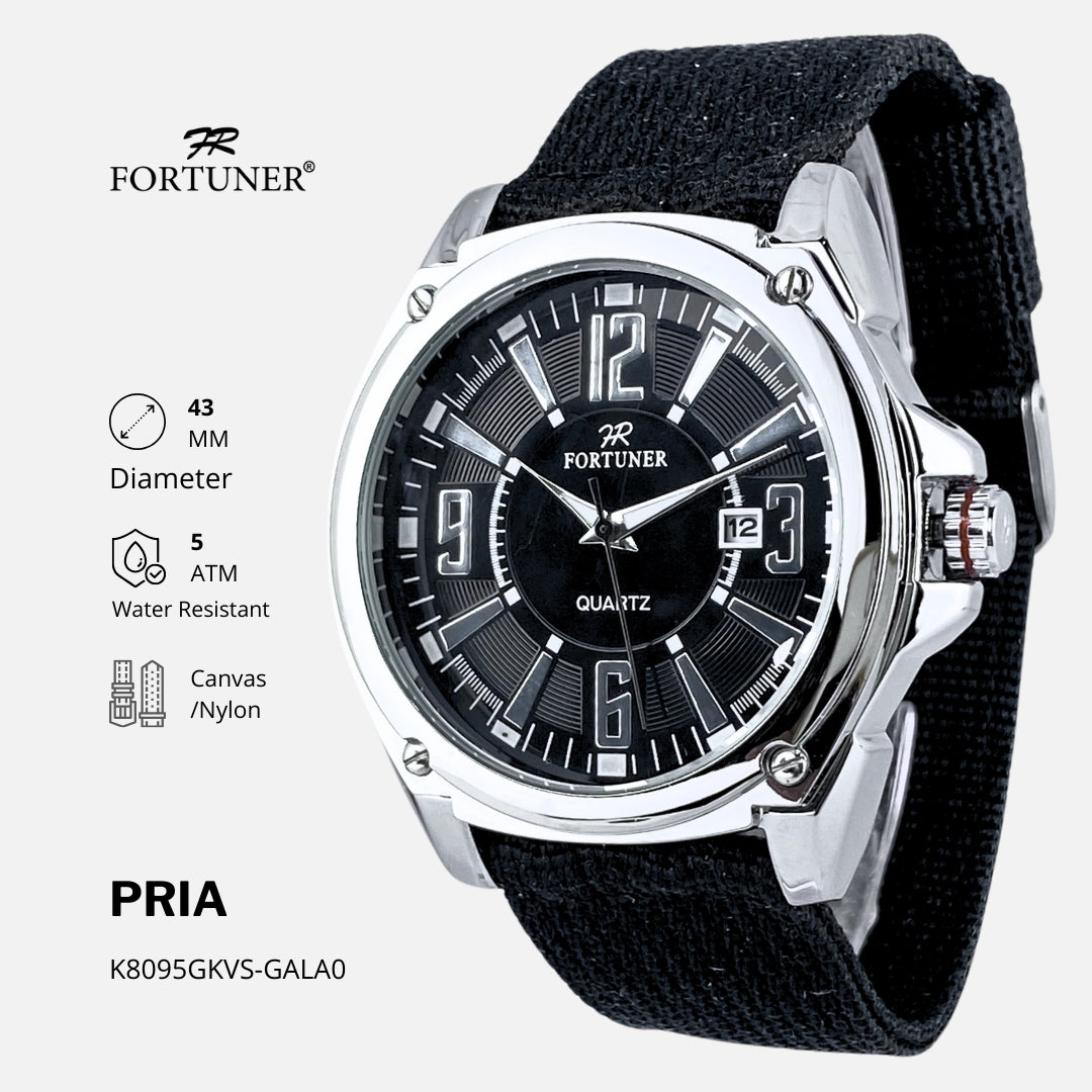 Fortuner Jam Tangan Pria Analog Quartz Kasual Tahan Air Kanvas Arjun