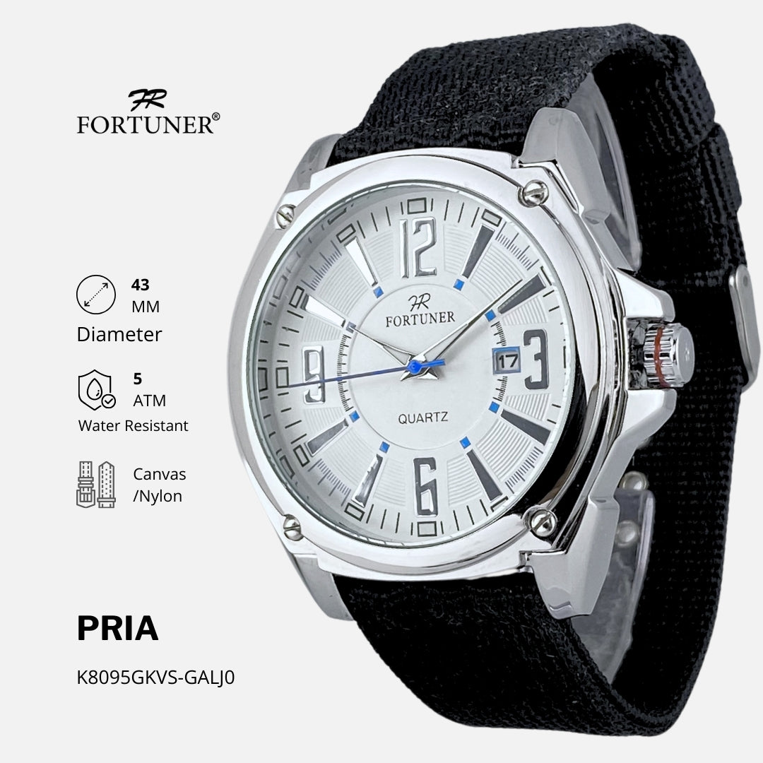 Fortuner Jam Tangan Pria Analog Quartz Kasual Tahan Air Kanvas Arjun