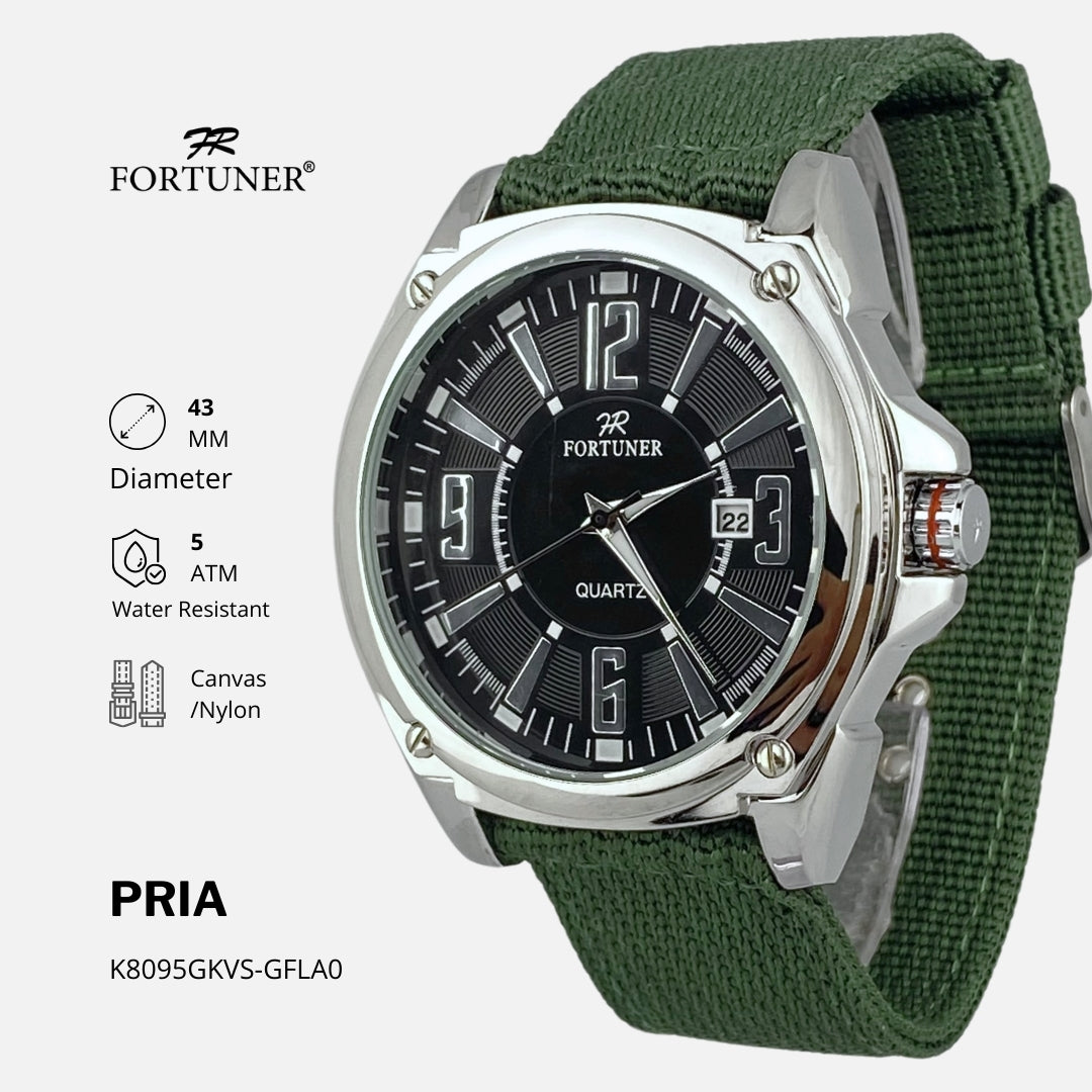 Fortuner Jam Tangan Pria Analog Quartz Kasual Tahan Air Kanvas Arjun