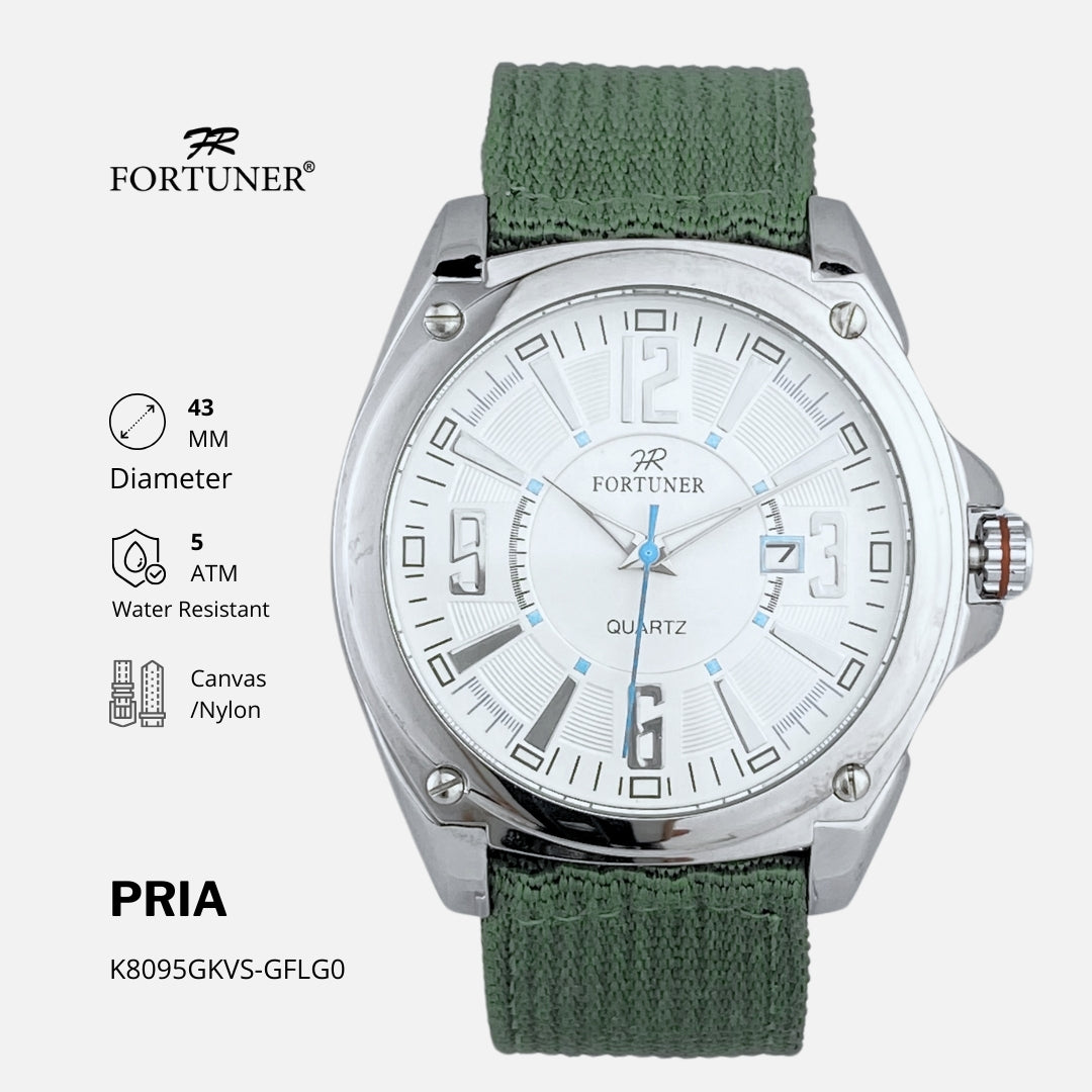 Fortuner Jam Tangan Pria Analog Quartz Kasual Tahan Air Kanvas Arjun