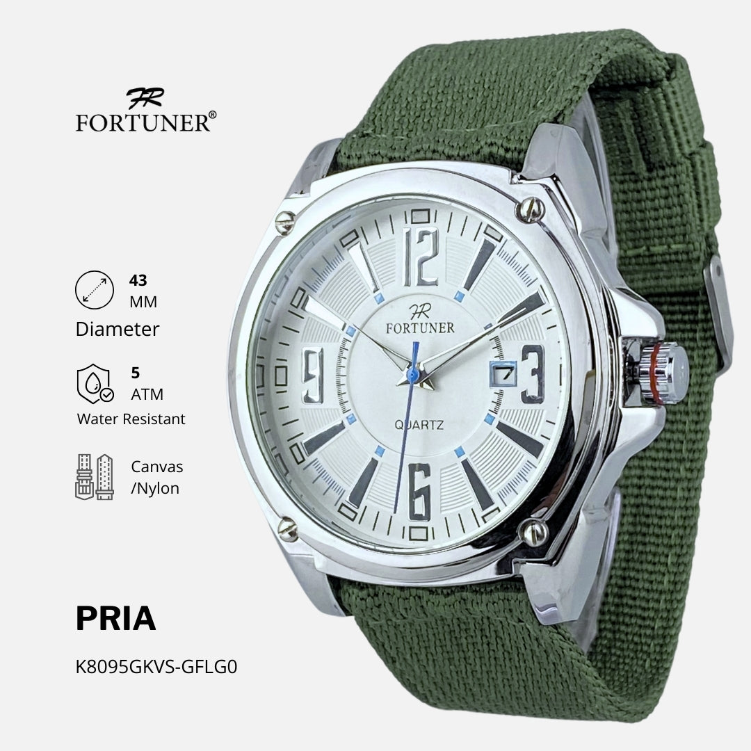 Fortuner Jam Tangan Pria Analog Quartz Kasual Tahan Air Kanvas Arjun