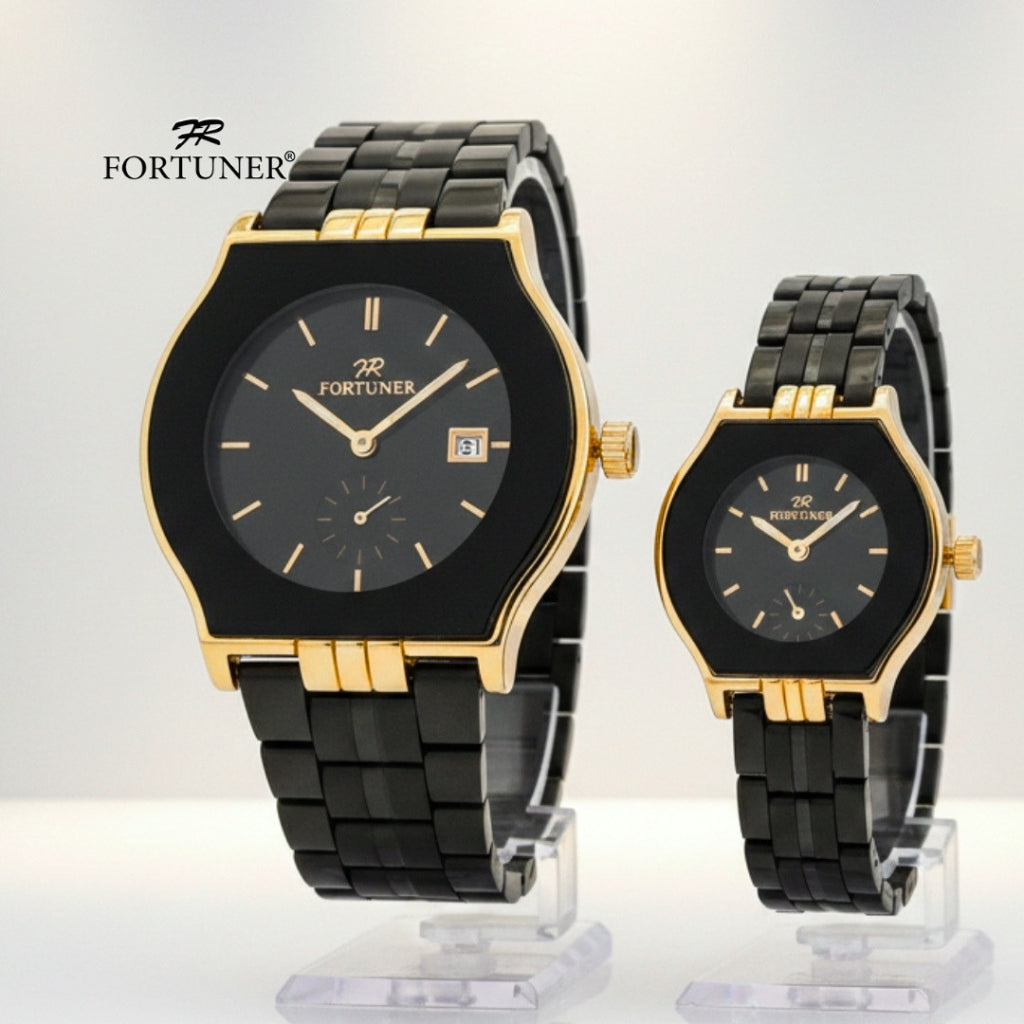 Fortuner Jam Tangan Couple Analog Stainless Tahan Air Rantai Leya