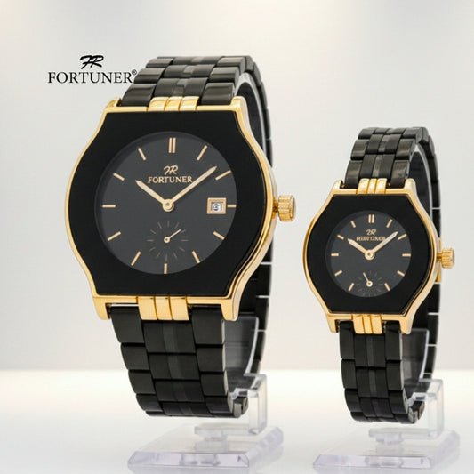 Fortuner Jam Tangan Couple Analog Stainless Tahan Air Rantai Leya