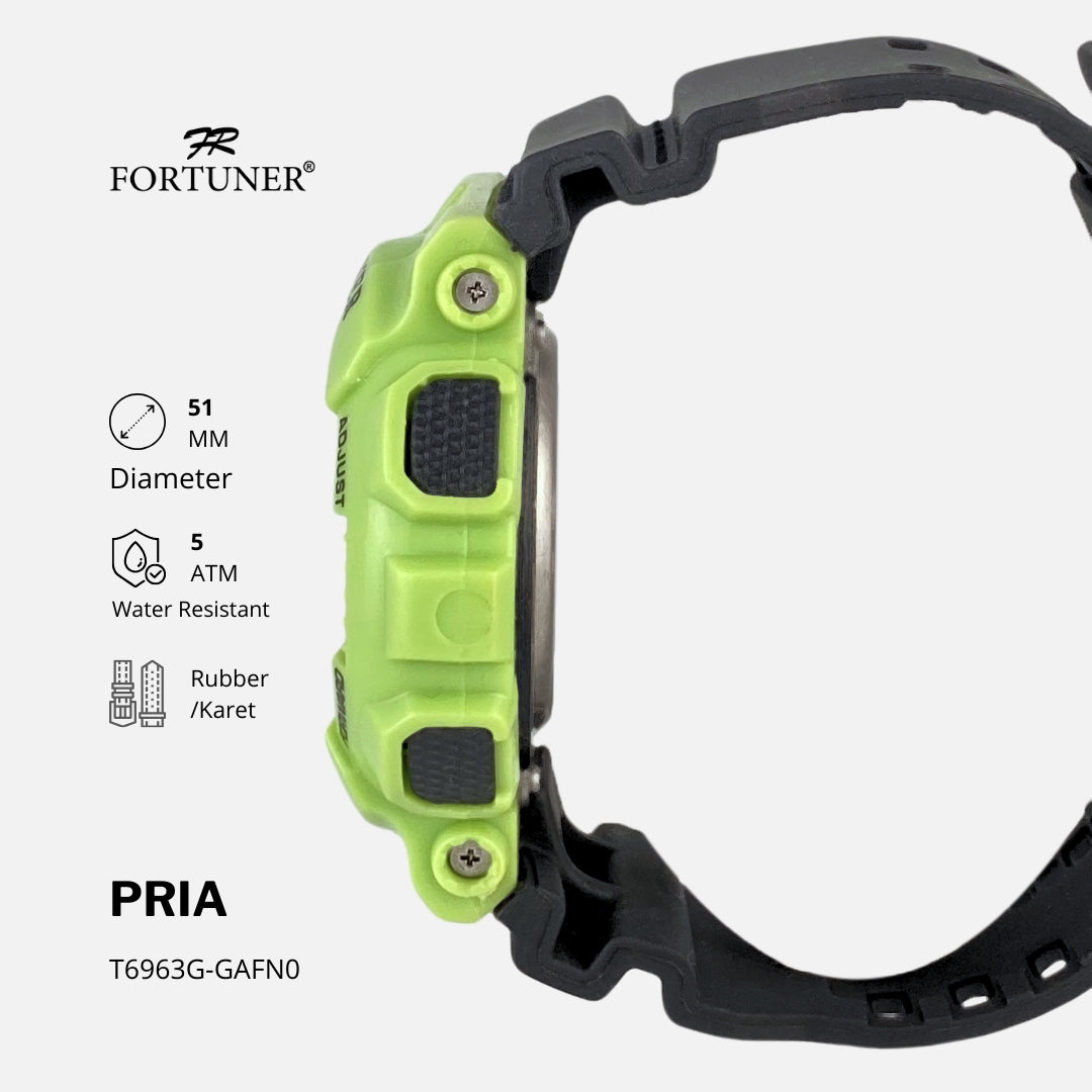 Fortuner Jam Tangan Pria Digital Sport Quartz Tahan Air Karet Aarav