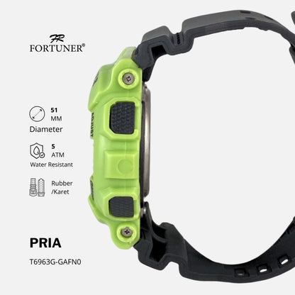 Fortuner Jam Tangan Pria Digital Sport Quartz Tahan Air Karet Aarav