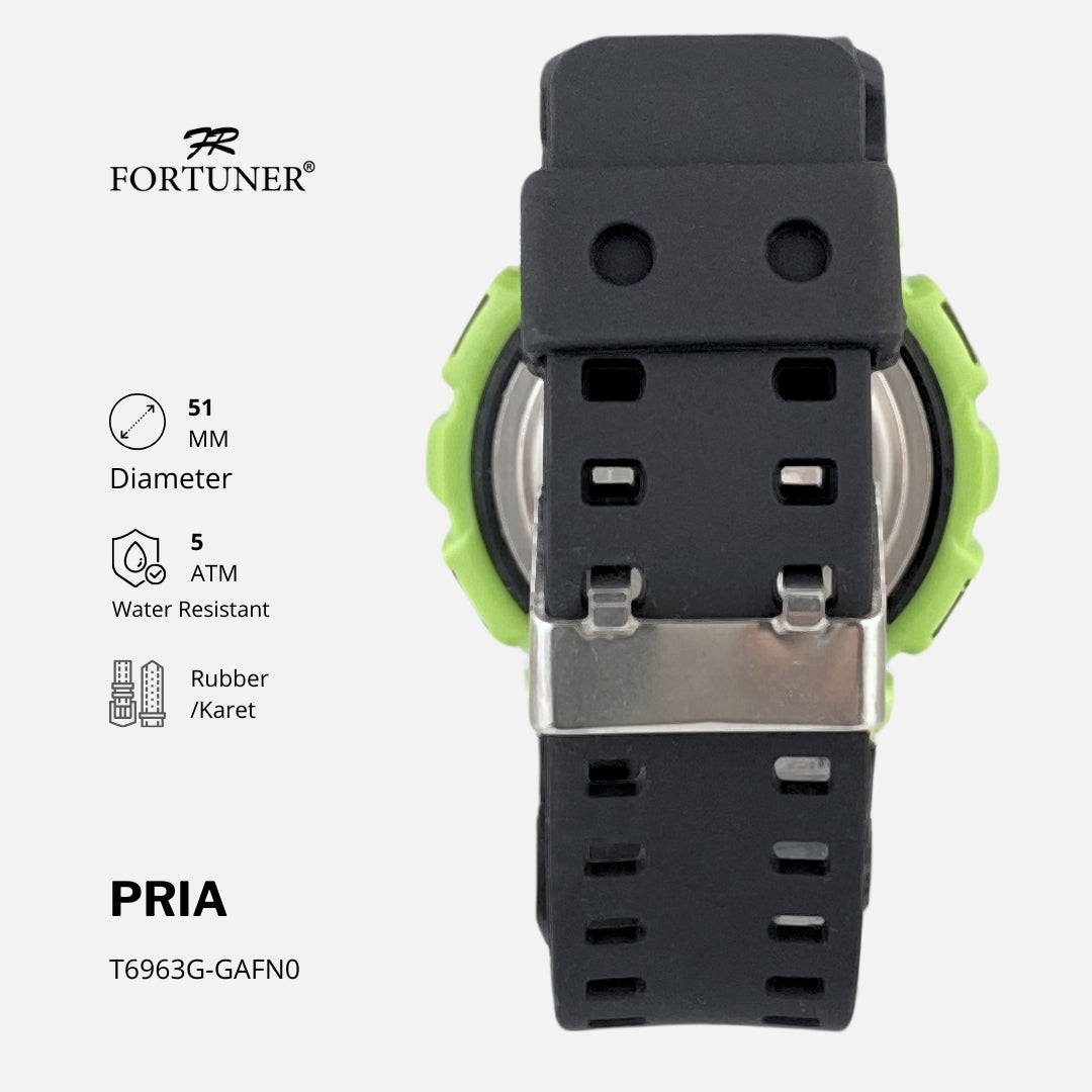 Fortuner Jam Tangan Pria Digital Sport Quartz Tahan Air Karet Aarav