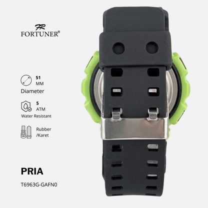 Fortuner Jam Tangan Pria Digital Sport Quartz Tahan Air Karet Aarav
