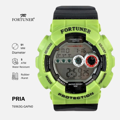 Fortuner Jam Tangan Pria Digital Sport Quartz Tahan Air Karet Aarav