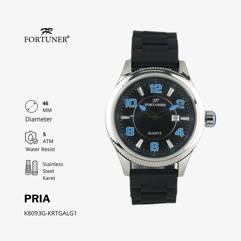 Fortuner Jam Tangan Analog Pria Water Resistant Rubber Vilgefortz