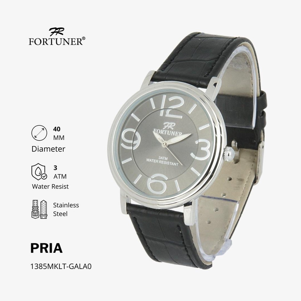 Fortuner Jam Tangan Analog Pria Kulit Water Resistant Kulit Huston