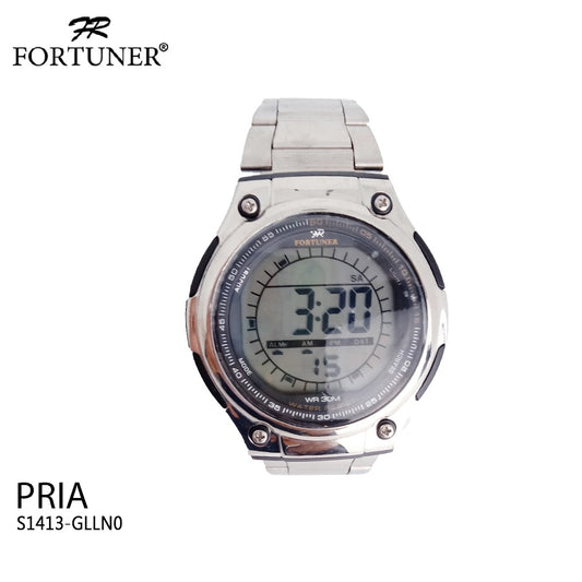 Fortuner Jam Tangan Digital Pria Silver Water Resistant Mallik