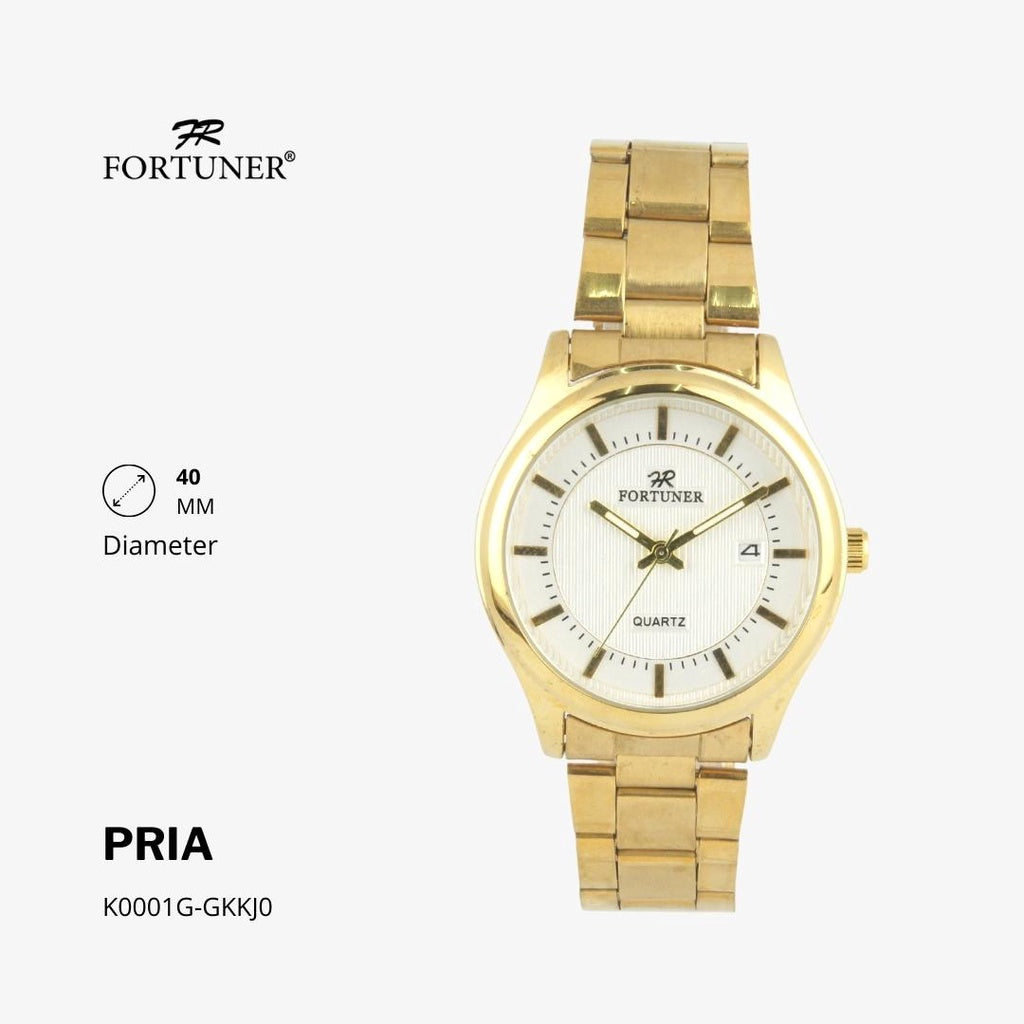 Fortuner Jam Tangan Casual Pria Analog Water Resistant Rantai Stainless Gold Silver Hitam Hammad