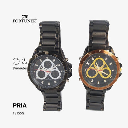 Fortuner Jam Tangan Analog Digital Pria Water Resistant Rantai Heraldo