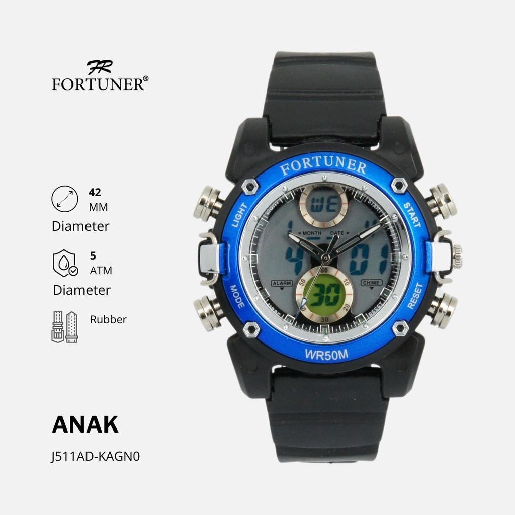 Fortuner Jam Tangan Anak Anti Air Analog-Digital Sport Rubber Yorath