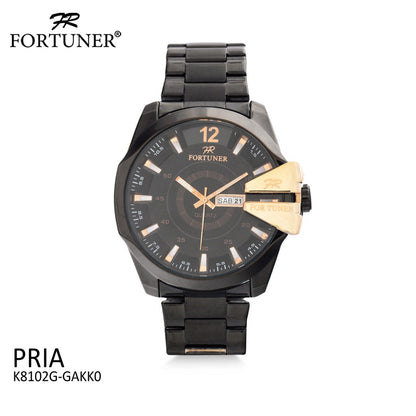 Fortuner Jam Tangan Analog Pria Rantai Stainless Arloji Water Resist Garansi 1 Tahun K8102G Black