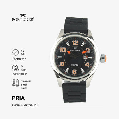 Fortuner Jam Tangan Analog Pria Water Resistant Rubber Vilgefortz