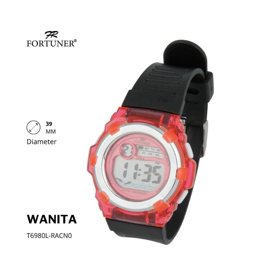 Fortuner Jam Tangan Wanita Digital Water Resist Rubber Fyona