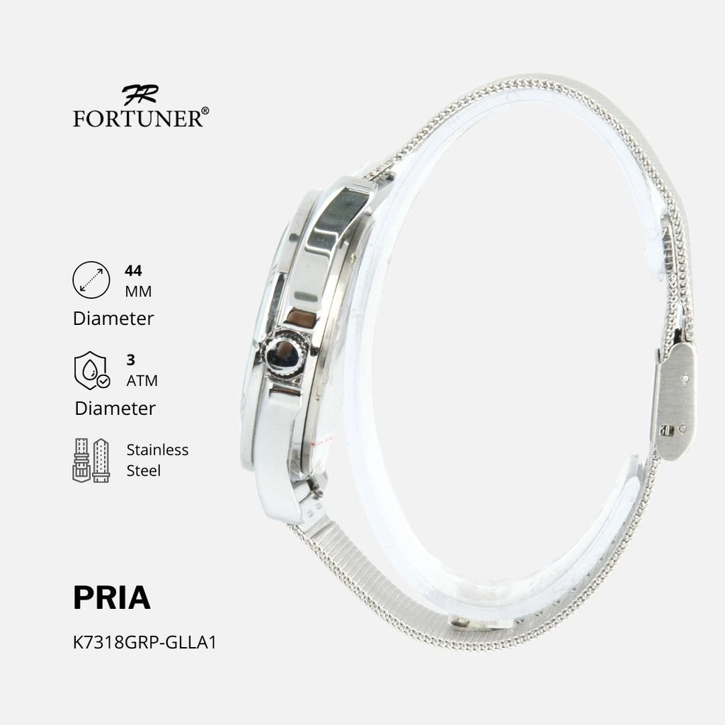 Fortuner Jam Tangan Pria Analog Strap Stainless Milanese Feivel