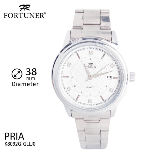 Fortuner Jam Tangan Analog Pria Silver Putih Water Resistant Axel