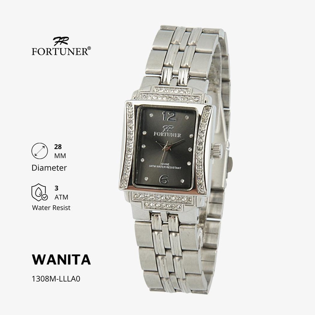 Fortuner Jam Tangan Analog Wanita Klasik Permata Water Resistant Rantai Yolane