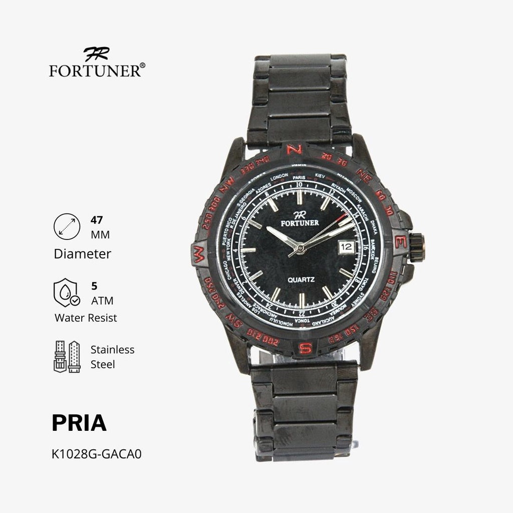 Fortuner Jam Tangan Analog Pria Water Resistant Rantai Waddell