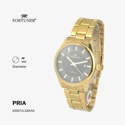 Fortuner Jam Tangan Casual Pria Analog Water Resistant Rantai Stainless Gold Silver Hitam Hammad